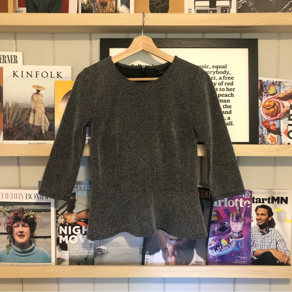 Ann Taylor Tweed Peplum Top